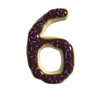 Chocolate Doughnut Themed Font  Number 6