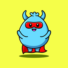 Cute goblin monster superhero character flaying illustration cartoon vector in concept 3d modern style design
