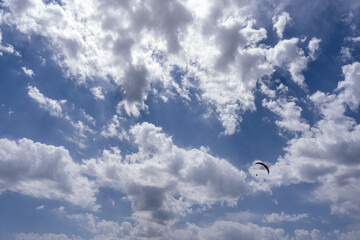 fabulously beautiful blue sky where there are light white clouds through which the bright sun smells
