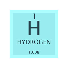 H Hydrogen Non reactive metal Chemical Element Periodic Table. Simple flat square vector illustration, simple clean style Icon with molar mass and atomic number for Lab, science or chemistry class.