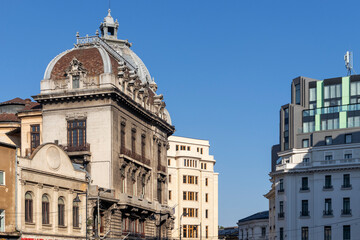 Downtown (old town) of city of Bucharest, Romania