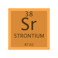 Sr Strontium Alkaline earth metal Chemical Element Periodic Table. Simple flat square vector illustration, simple clean style Icon with molar mass and atomic number for Lab, science or chemistry class
