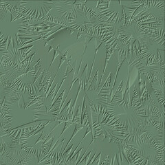 Palm leaves 3d seamless pattern. Embossed relief background. Floral surface repeated backdrop. Exotic emboss green 3d ornament. Tropic plants, leaves, branches. Grunge textured embossing design