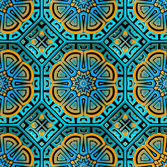 Greek vector seamless pattern. Repeat tribal abstract background. Greek key, meanders ethnic style floral ornament.  Geometric ornate modern design. Repeat endless colorful backdrop. Trendy design