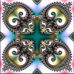 Fractal artwork, Abstract design, geometric pattern, random symmetry