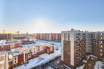 View from the window from the residential complex in winter 