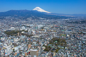 三島市上空より富士山を望む・空撮