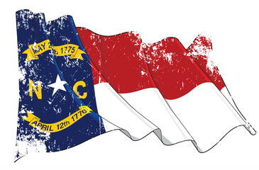 Textured Grunge Waving Flag of the State of North Carolina