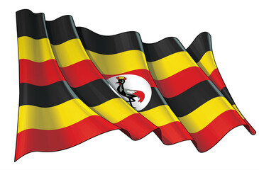 Waving Flag of Uganda
