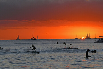 Fototapeta premium Surfer at sunset
