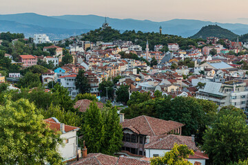 Fototapeta na wymiar Aerial view of the Old Town of Plovdiv, Bulgaria