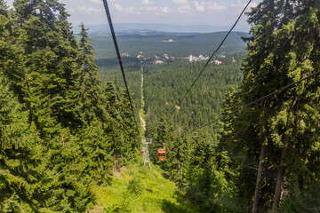 View of Yastrebetz gondola near Borovets, Bulgaria