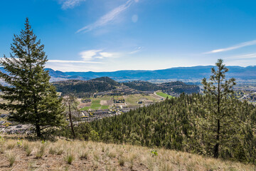 The view of Okanagan Lake from the top of a mountain 