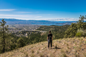 The view of Okanagan Lake from the top of a mountain 