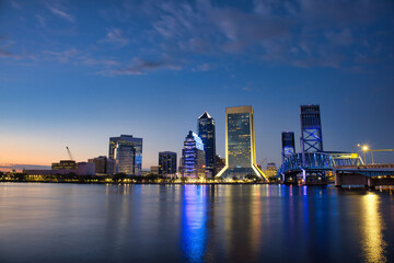 Sunset view of downtown Jacksonville, Florida 