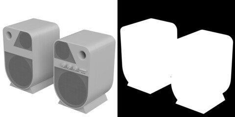 3D rendering illustration of a couple of classic PC speakers