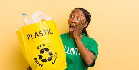 black pretty woman feeling happy, excited and surprised