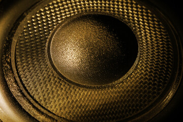 Sound speaker woofer, close up