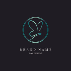 butterfly line style monogram logo design template for brand or company and other