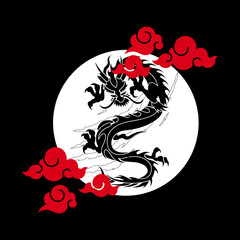 dragon vector with japanese theme