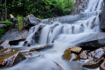 Long Exposure Photography. At  Steavenson Falls, Marysville, A Beautiful Waterfall In 5 stages 122 Metres High On The Steavenson River, Southeast of Marysville, Victoria. Australia - obrazy, fototapety, plakaty