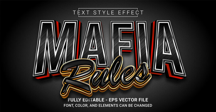 Mafia Rules Text Style Effect. Editable Graphic Text Template.
