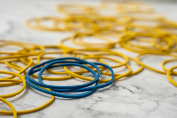 Rubber bands on table