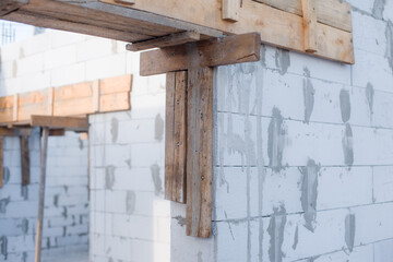 aerated blocks in a house under construction white large with cement with sky concrete floor