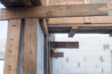 aerated blocks in a house under construction white large with cement with sky concrete floor