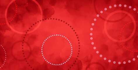 Abstract red background with grunge texture and white geometric circles and dots in old vintage paper design, abstract Christmas red design pattern