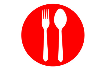 white spoon icon for symbol,Spoon and fork.