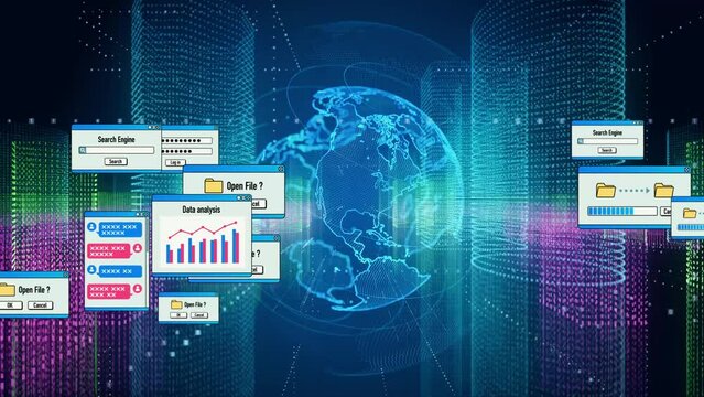 Dialogs of software and communication network concept.