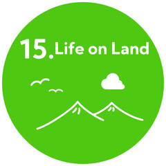 SDGs 15.陸の豊かさも守ろう丸型アイコン（英語表記）　SDGs 15.Life on Land round icon - obrazy, fototapety, plakaty