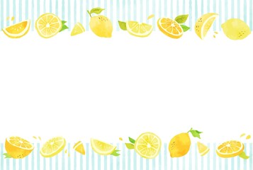 beautiful　lemon　frame　illustration