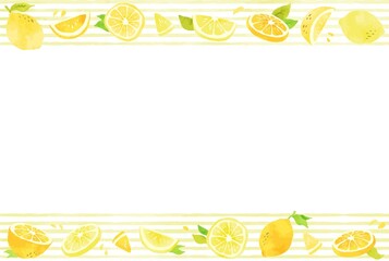 ストライプとレモンのフレーム素材