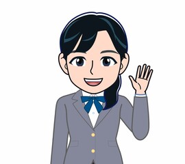 青いリボンをした女子高校生