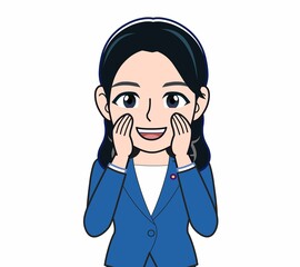 ブルーのスーツを着た議員