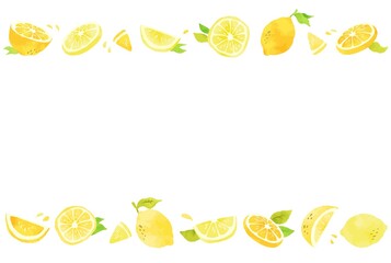 美しい水彩のレモンのフレームイラスト