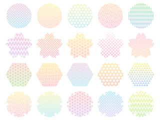 カラフルなグラデーションの和柄のフレームセット