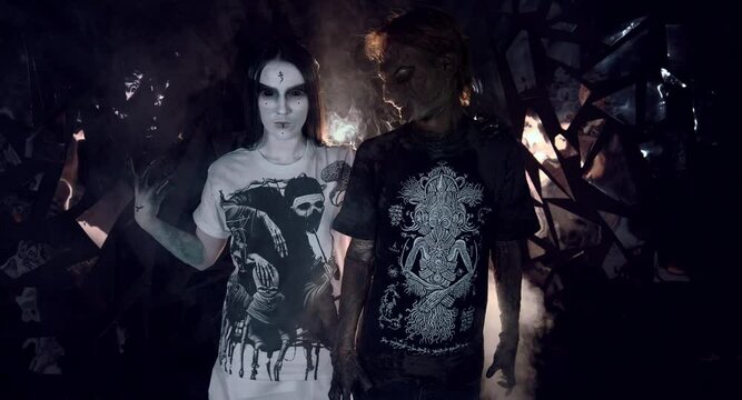 the sorceress stands in the smoke. voodoo rite