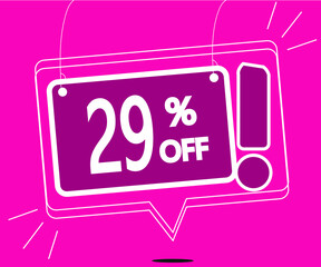 Special offer 29% off. Vector for sales in pink color