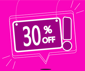 Special offer 30% off. Vector for sales in pink color