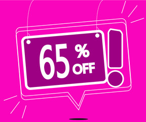 Special offer 65% off. Vector for sales in pink color