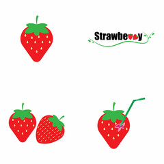 Strawberry funny and cute logo vector icon background template illustration