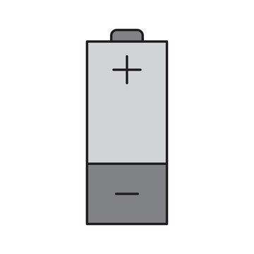Gray battery, great design for any purposes. Electric power. Button with gray battery. Vector illustration. stock image.