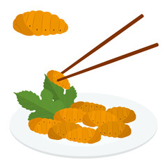 シルクワームの蛹のイラスト