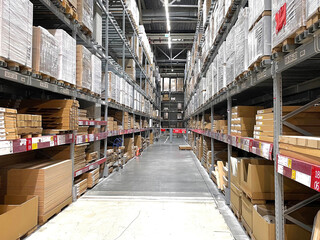 Fototapeta premium inside the huge company organization with big corporation warehouse storage