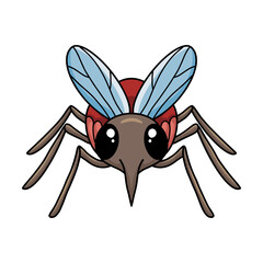 Cute little mosquito cartoon posing