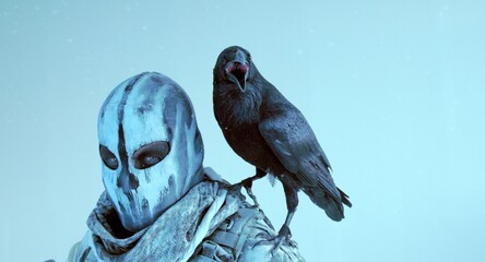 fighter with a crossbow and a raven