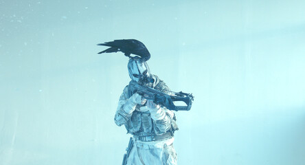 fighter with a crossbow and a raven, Apocalypse,